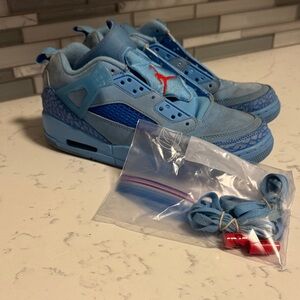 Men’s Jordan Blue Sneakers with Red Accent